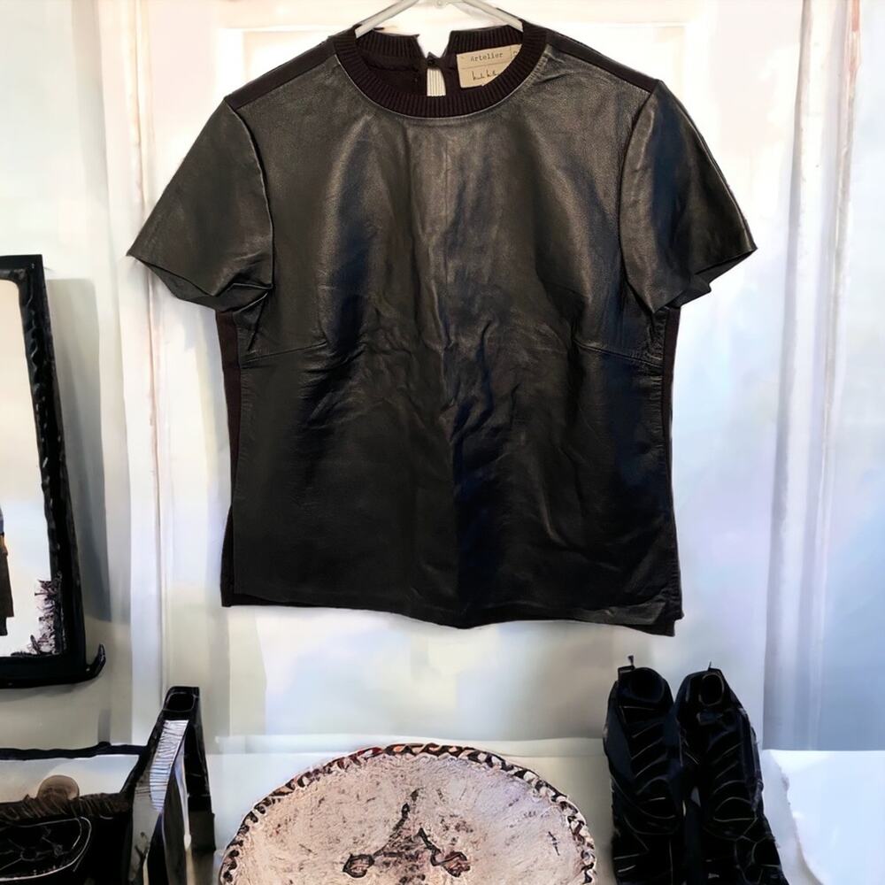 Artelier Nicole Miller Leather top Womens Small Gothic Grunge Formal Real Lamb